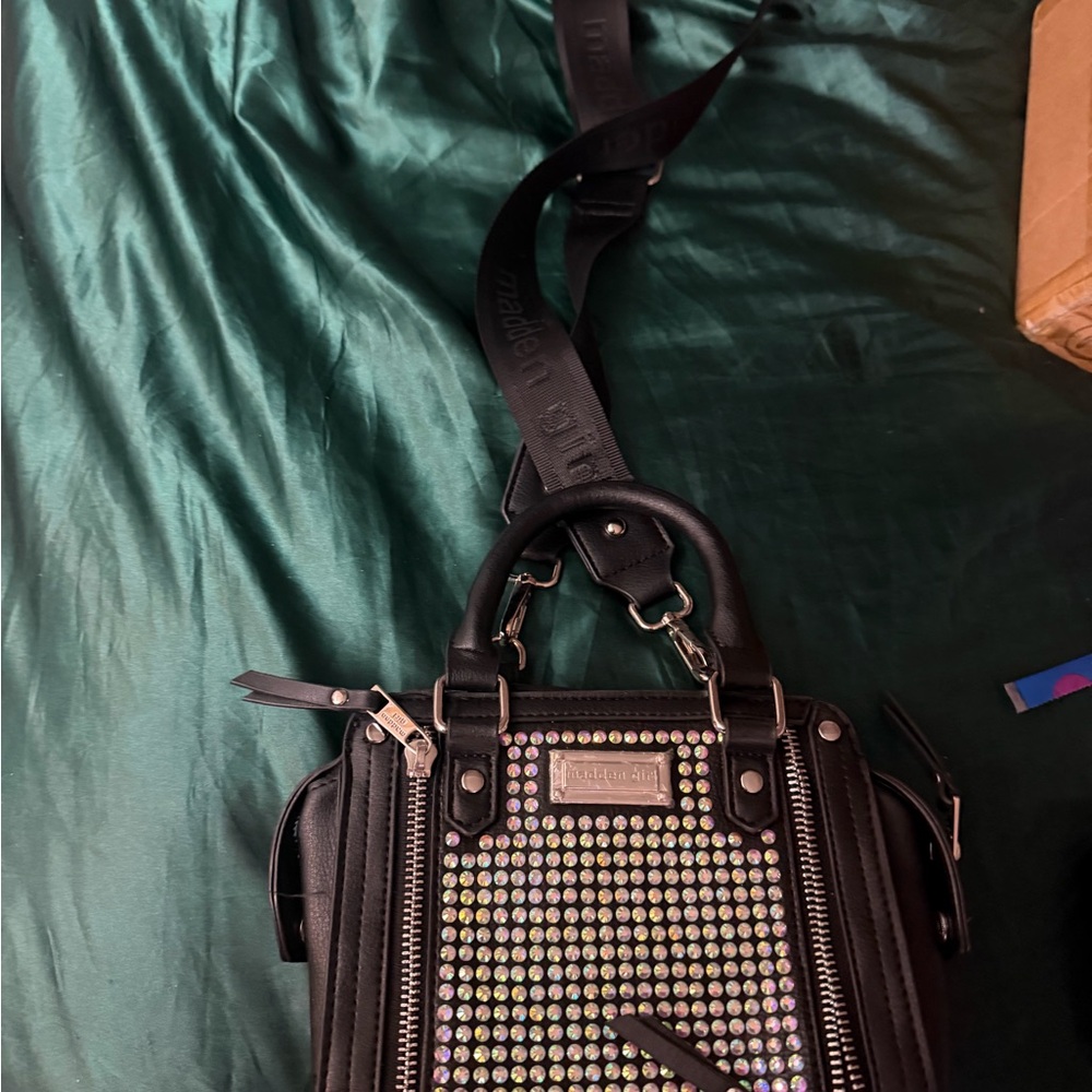 Madden Girl Black Crossbody Bag with Silver Studs